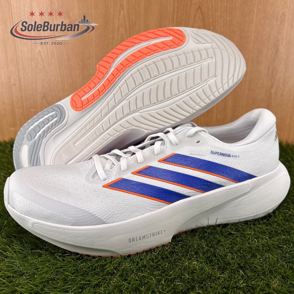 adidas Supernova Rise 3 Cloud White Lucid Blue Solar Orange JP8688 Mens Sz 14